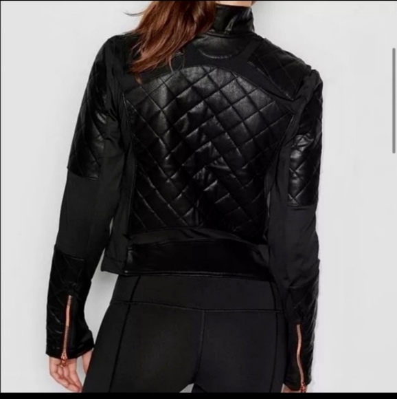 Victoria s Secret Faux Leather Jacket with Rose gold zipper trim  sz sm - Picture 2 of 6